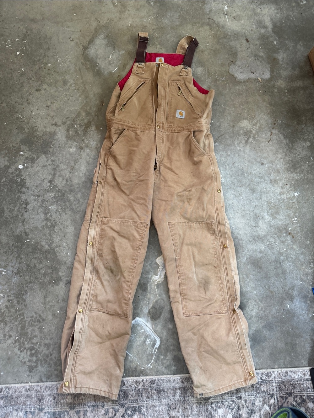 Carhartt insulated  Men's Brown Corduroy Pants with Red Lining